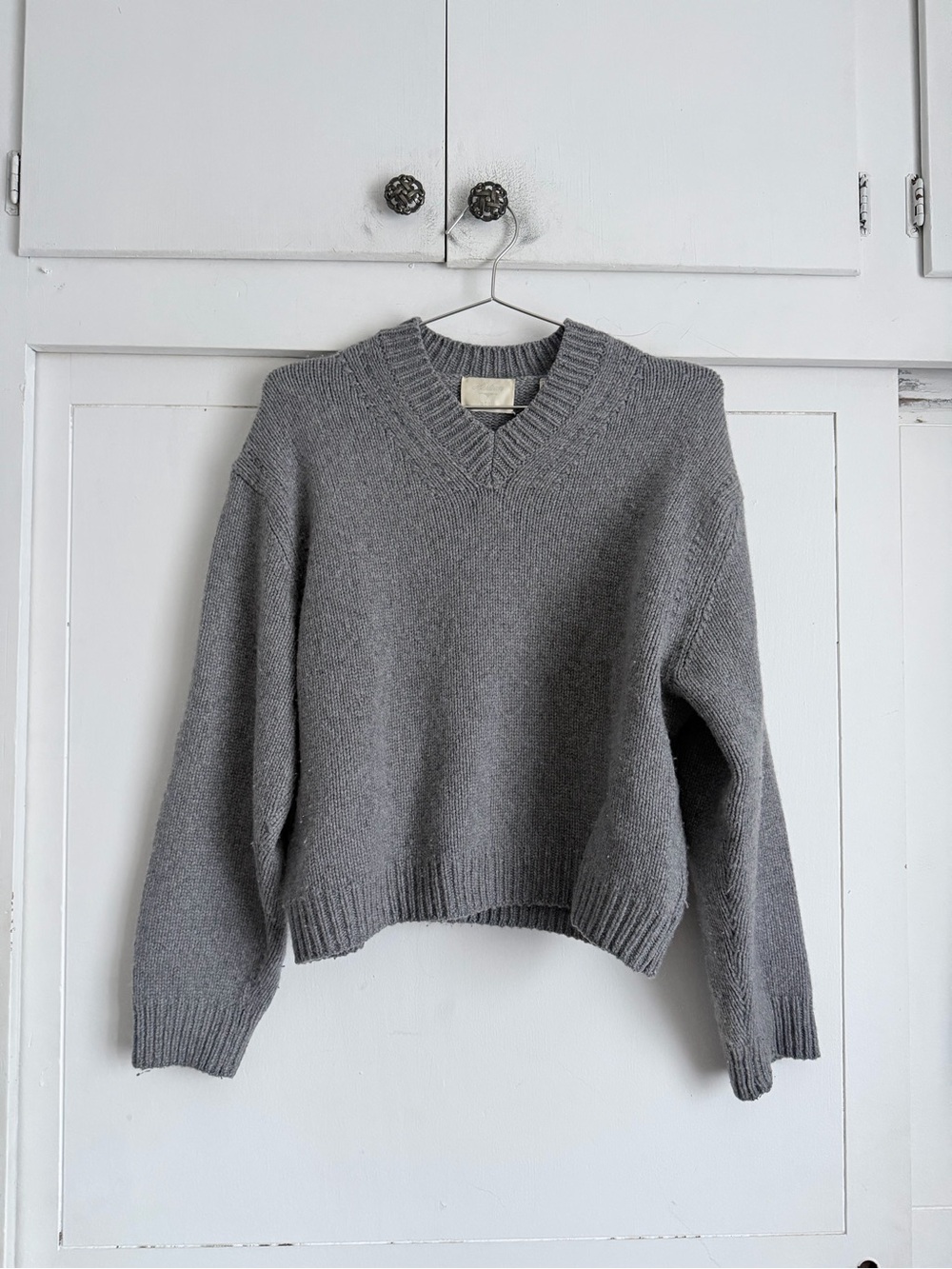 Doen Heirloom Geonna V Neck Sweater - Gray XS